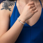 Λευκό βραχιόλι Καουτσούκ με Στρογγυλό Μάτι – Ασήμι 925 - Image 2