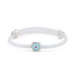 Square Turquoise Eye White Caoutchouc Bracelet