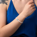 Βραχιόλι Καουτσούκ με Τετράγωνο Ματάκι – Ασήμι 925 - Image 2