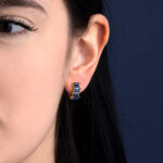 Κρίκοι με Μπλε Κρύσταλλα – Επιχρυσωμένο Ασήμι 925 - Image 2