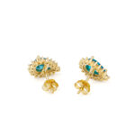 Light Blue Stone Stud Earrings - Sterling Silver and Gold Plated - Image 3