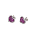 Purple Love Heart Zircon Stud Earrings