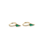 Hoop Earrings with Green Stone