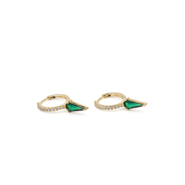 Hoop Earrings with Green Stone