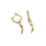 White Zircon Drop Earrings - Sterling Silver and Gold Plated - Image 2