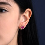 Σκουλαρίκια Ροζ Καρδιά – Επιχρυσωμένο Ασήμι 925 - Image 2