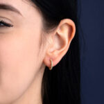 Shiny Zircon Hoops Earrings - 925 Sterling Silver and Gold Plated - Image 2