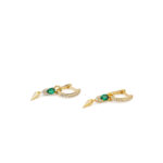 Green Zircon Drop Earrings - Sterling Silver and Gold Plated - Image 3
