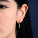 Green Zircon Drop Earrings - Sterling Silver and Gold Plated - Image 2