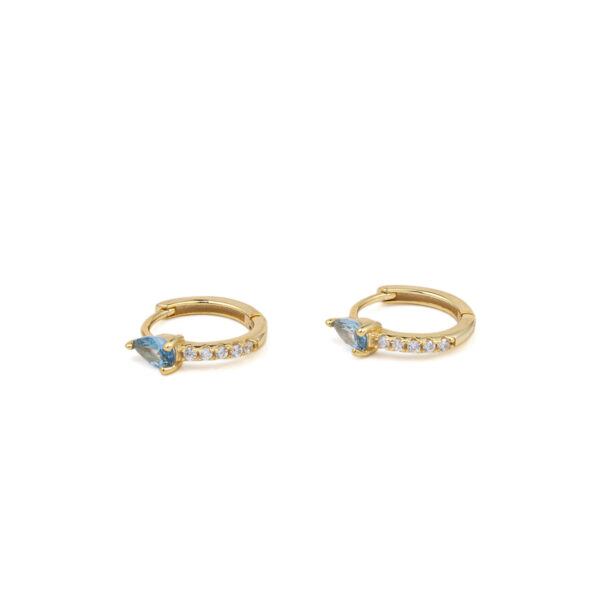 Hoop Earrings with Light Blue Stone