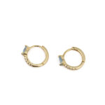 Hoop Earrings with Light Blue Stone - Sterling Silver and Gold Plated - Image 2