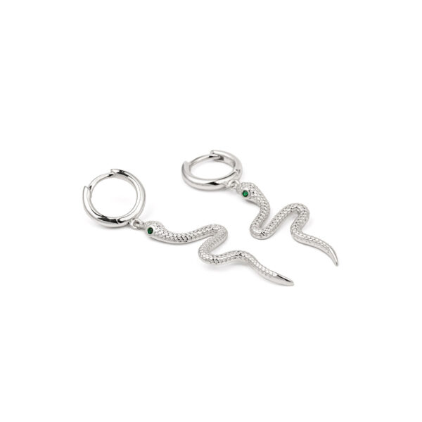 Green Eyed Snake Hoop Earrings