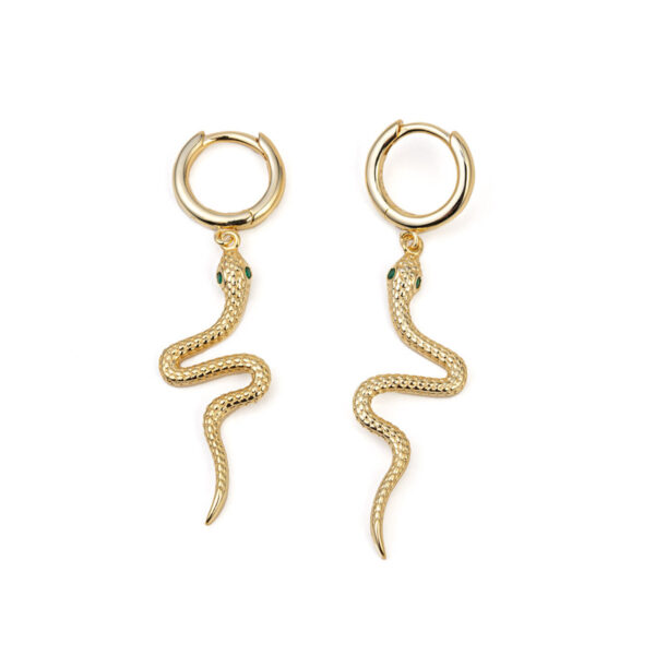 Green Eyed Snake Hoop Earrings