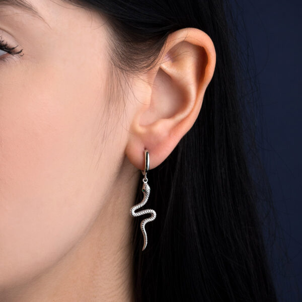 Green Eyed Snake Hoop Earrings