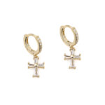 Cross Hoop Earrings with Ζircons