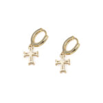 Κρίκοι με Σταυρό και Ζιργκόν – Επιχρυσωμένo Ασήμι 925 - Image 4