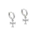 Cross Hoop Earrings with Ζircons