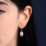Fresh Water Pearl Drop Earrings - 925 Sterling Silver - Image 2