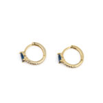 Blue Stone Hoop Earrings - Sterling Silver and Gold Plated - Image 3