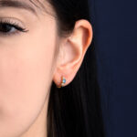 Κρικάκια με Ζιργκόν Γαλάζια – Επιχρυσωμένο Ασήμι 925 - Image 2