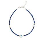 Round Evil Eye Lapis Bracelet - Sterling Silver