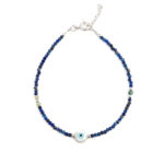 Round Evil Eye Lapis Bracelet - Sterling Silver