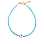 Βραχιόλι Αλυσίδα με Στρογγυλό Ματάκι & Τυρκουάζ