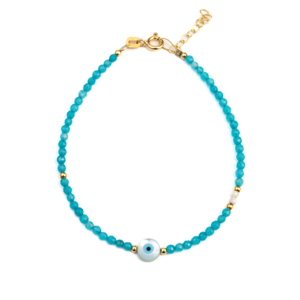 Round Evil Eye Bracelet with Apatite - Sterling Silver