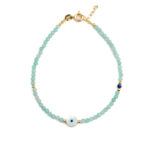 Round Evil Eye Amazonite Bracelet - Sterling Silver