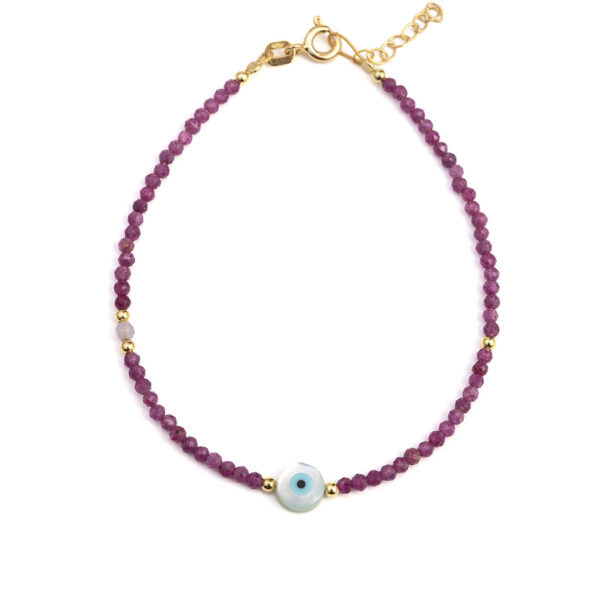 Round Evil Eye Ruby Bracelet