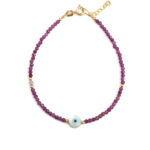 Βραχιόλι Αλυσίδα με Στρογγυλό Ματάκι & Ρουμπίνι