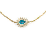 Βραχιόλι Αλυσίδα με Τυρκουάζ Ζιργκόν – Επιχρυσωμένο Ασήμι 925 - Image 3