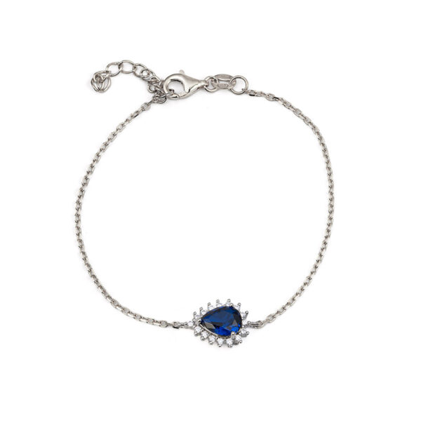 Blue Cubic Zirconia Chain Bracelet