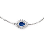 Blue Cubic Zirconia Chain Bracelet - 925 Sterling Silver - Image 3