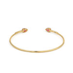 Red Cubic Zirconia Cuff Bracelet - 925 Sterling Silver Gold Plated - Image 3