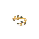 Olive Leaves Ring with Green Zircon
