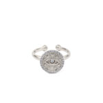 925 Sterling Silver Round Eye Ring with Zircon