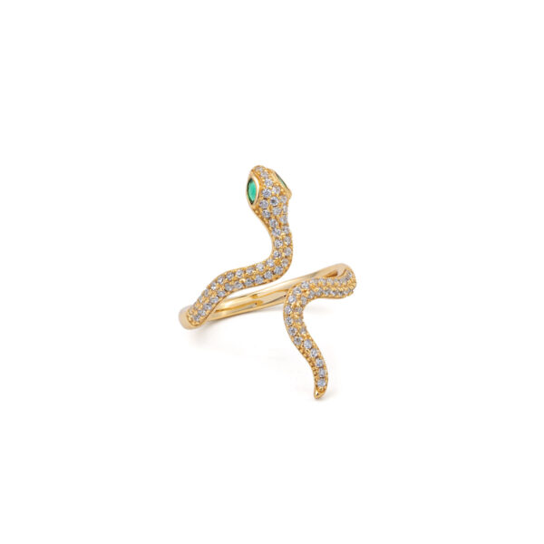 Swirl Snake Ring with Zirconia
