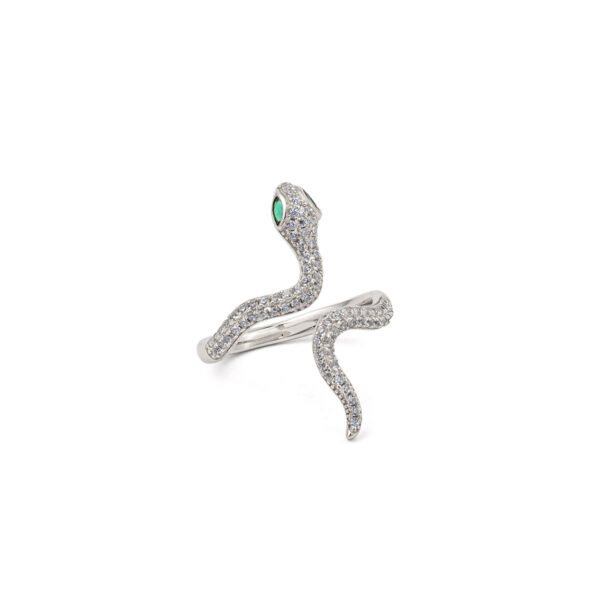 Swirl Snake Ring with Zirconia