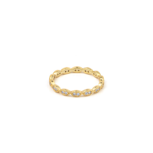 925 Sterling Silver Gold Plated Eyes Ring with Zircon