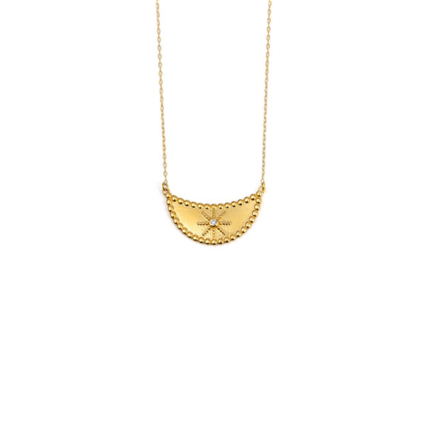 Crescent Moon Zircon Necklace