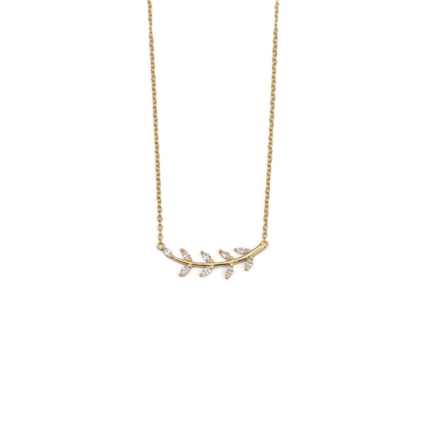 Olive Leaf Zircon Necklace