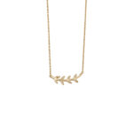 Olive Leaf Zircon Necklace - 925 Sterling Silver Gold Plated - Image 3