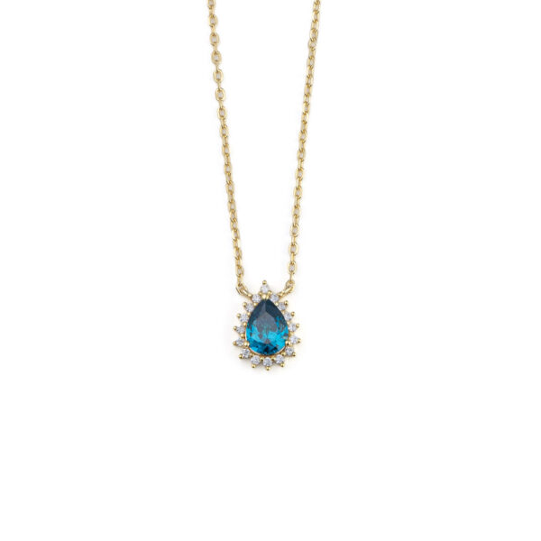 Teardrop Blue Zircon Necklace