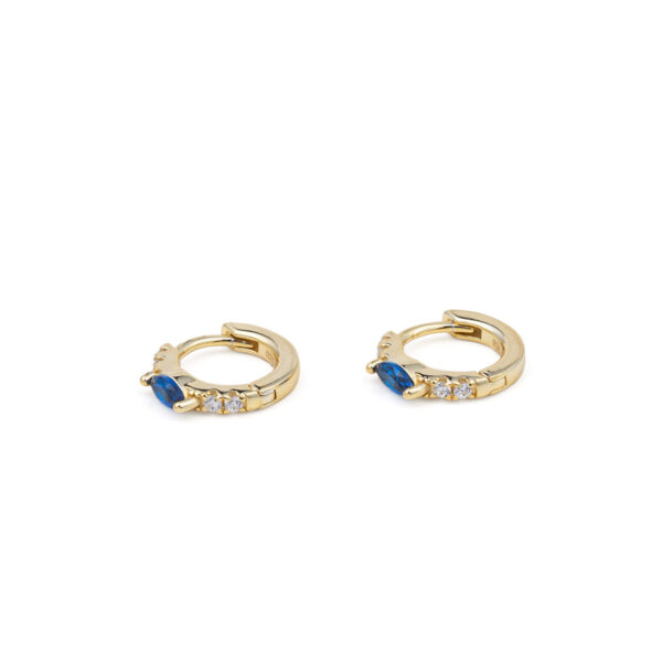 Deep Blue Zircon Hoop Earrings