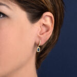 Dark Blue Zircon Drop Earrings - Sterling Silver and Gold Plated - Image 2