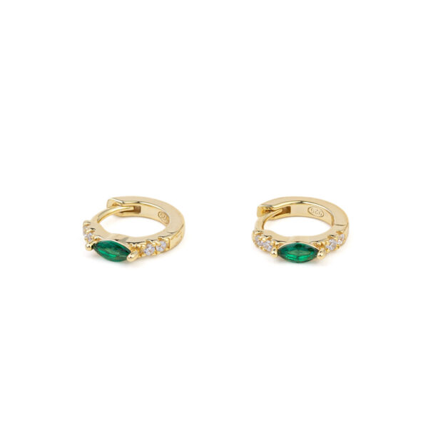 Hoop Earrings with Green Stone