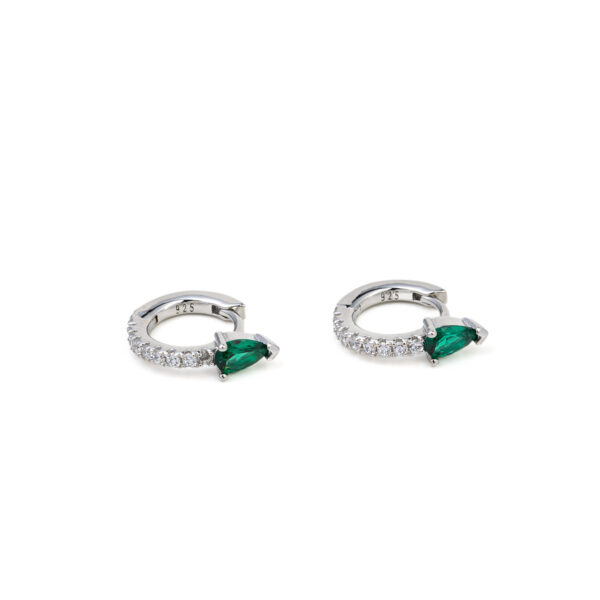 Sterling Silver Green Zircon Hoop Earrings