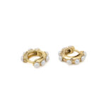 Pearl Hoop Earrings - Sterling Silver Gold Plated - Image 3