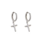 Cross Hoop Earrings with Zircon